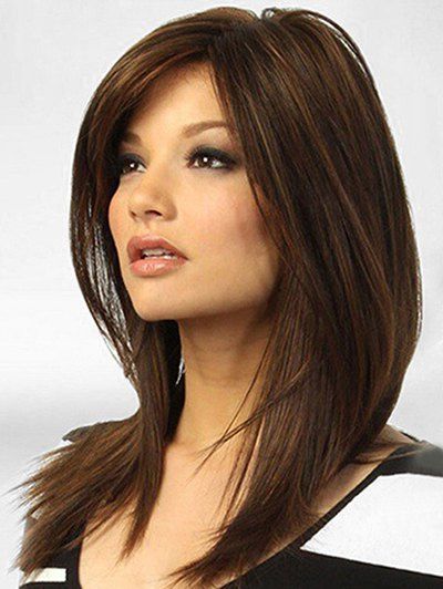 

Side Parting Middle Straight Synthetic Wig, Mocha