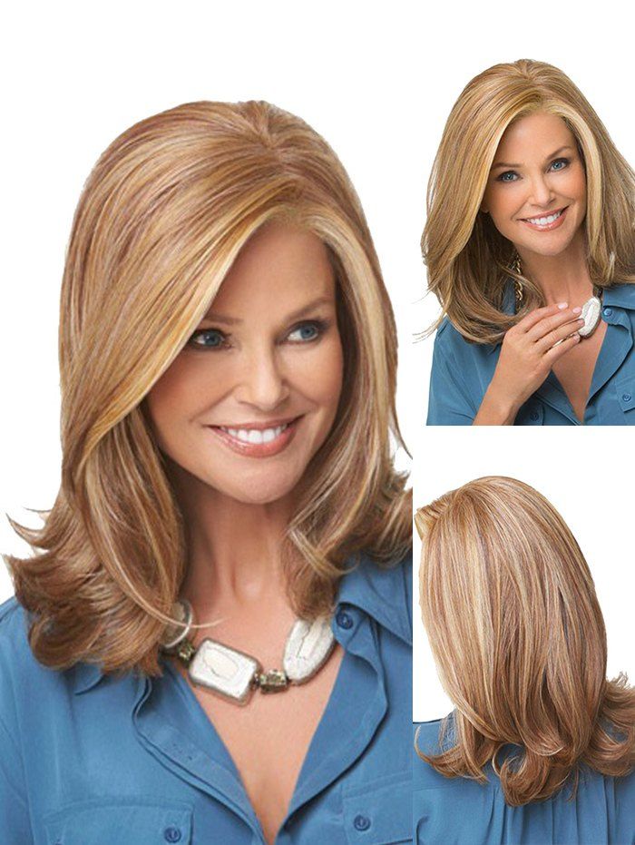 

Side Part Medium Heat Resistant Straight Synthetic Wig, Camel brown