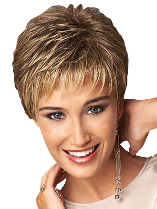 

Short Straight See-through Bang Pixie Synthetic Wig, Multi