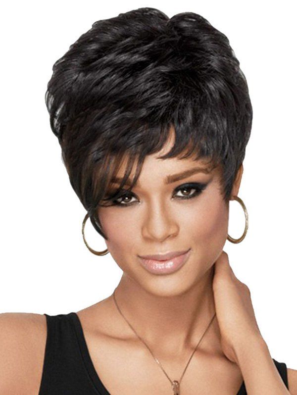 

Fluffy Black Short Curly Heat Resistant Synthetic Wig