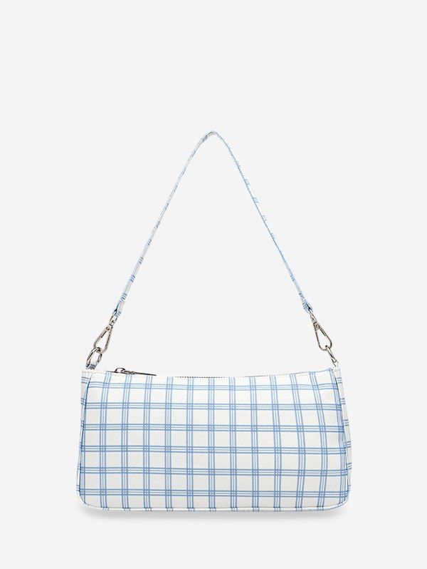 

Grid Print One Shoulder Bag, White