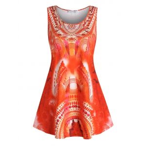 

Plus Size Tribal Print Long Tank Top, Halloween orange