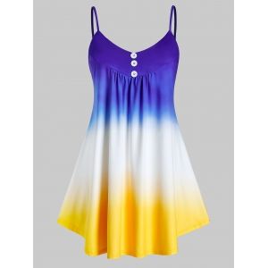 

Plus Size Dip Dye Mock Button Cami Top, Multi