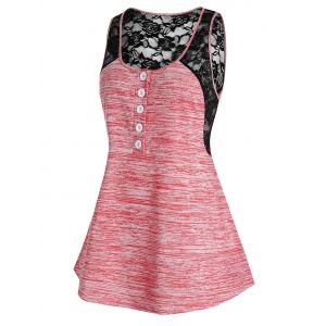 

Plus Size Space Dye Lace Panel Tank Top, Flamingo pink