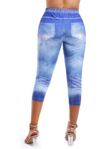 Sunflower 3D Print Crop Jeggings