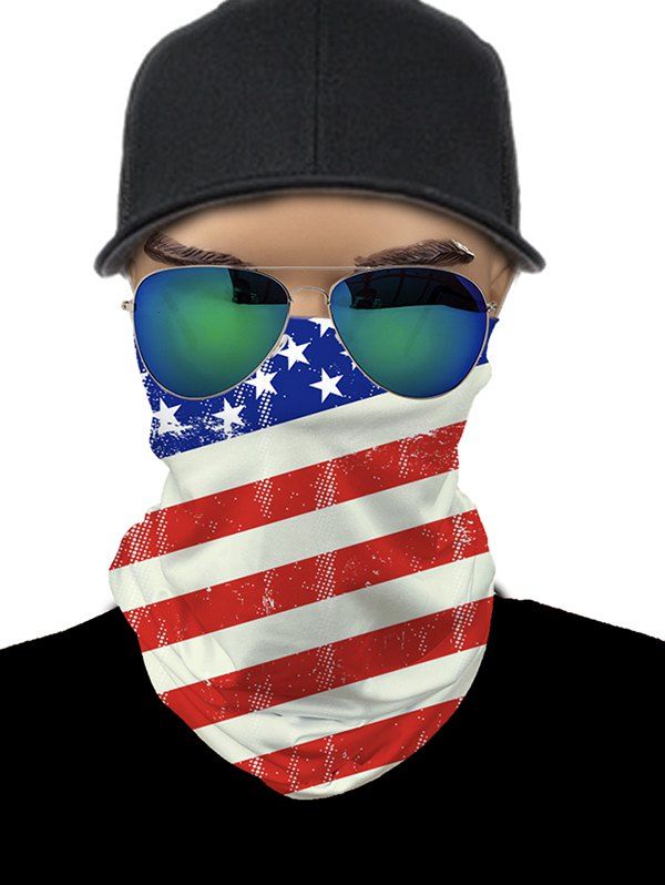 

American Flag Print Outdoor Riding Face Mask Neck Gaiter, Lava red