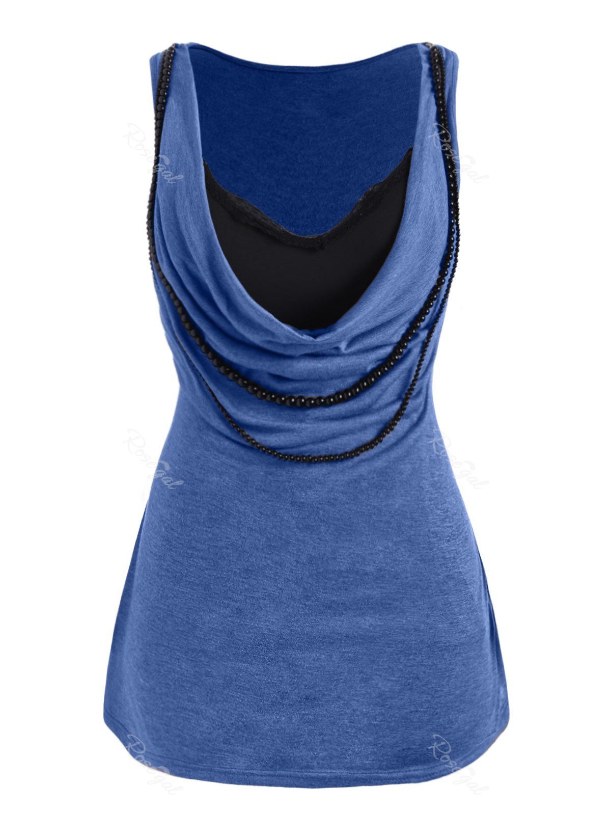 

Plus Size Cowl Front Beaded Tank Top, Blue