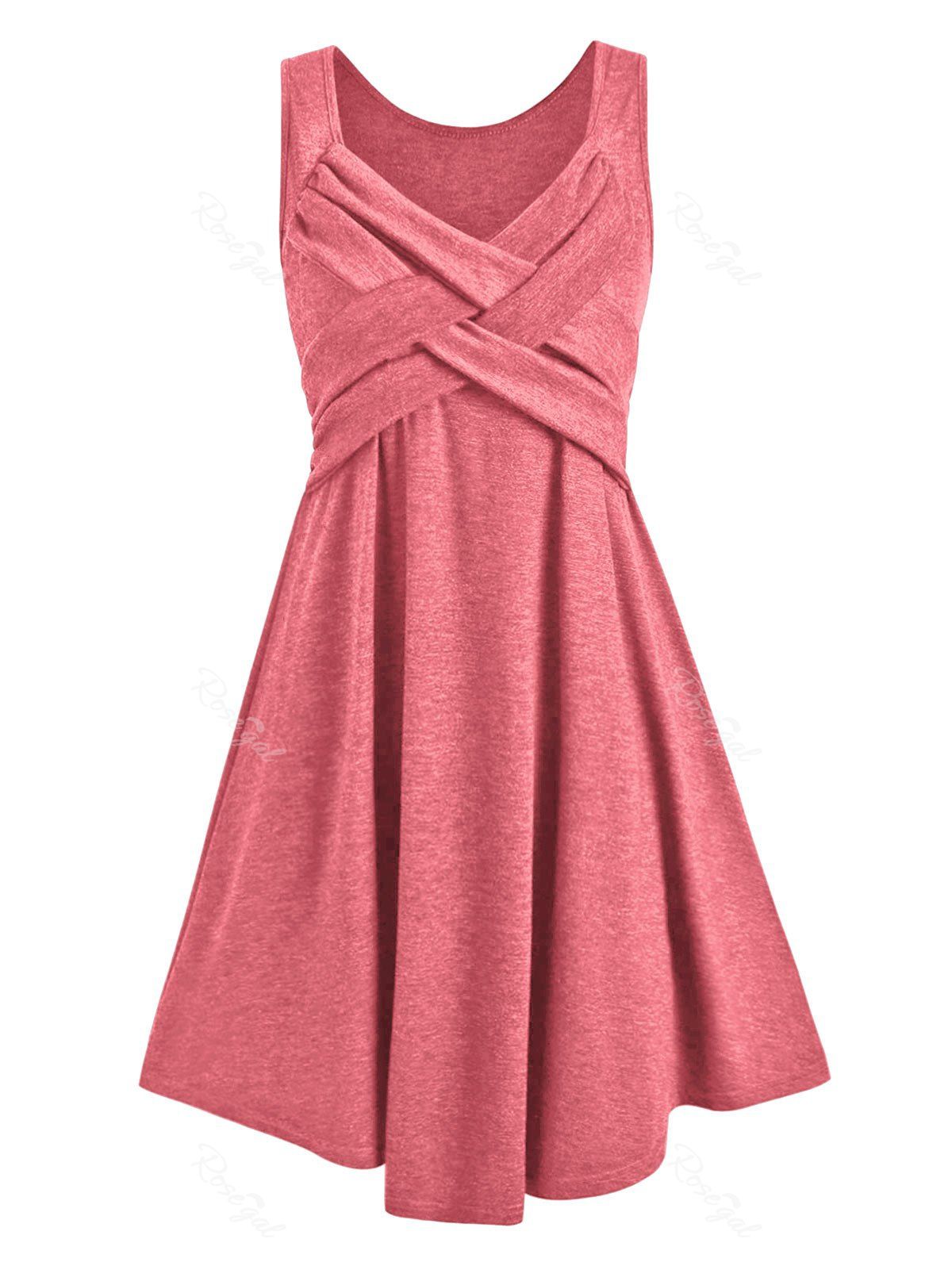 

Plus Size Criss Cross Sweetheart Longline Tank Top, Rose red