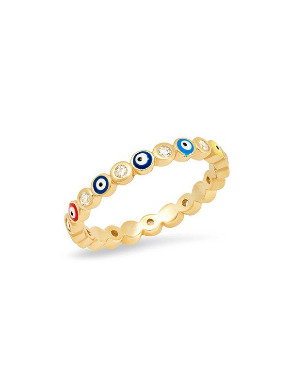 

Rhinestone Eyes Pattern Ring, Multi-a