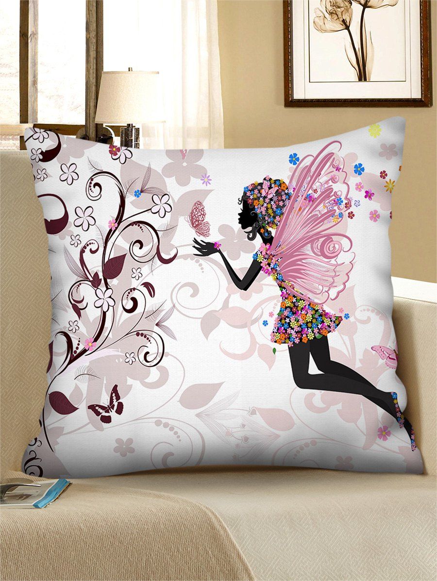 

Flower Elf Pattern Decorative Pillowcase, Multi-a