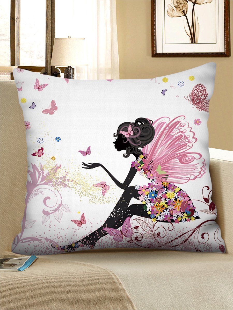 

Flower Elf Pattern Decorative Pillowcase, Multi-b