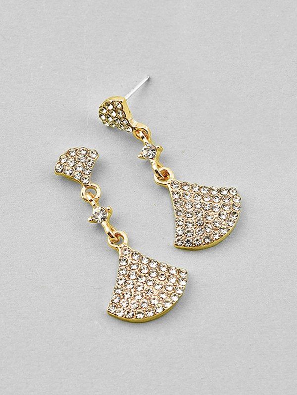 

Rhinestone Sector Shape Drop Earrings, Gold