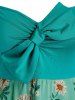 Plus Size Bowknot Flower Print Handkerchief Backless Tank Top -  
