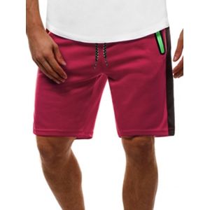

Contrast Color Zip Pockets Casual Shorts, Red