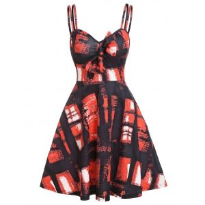 

Plaid Print Bowknot Cami Mini Dress, Black