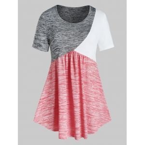 

Plus Size Marled Colorblock Curved T Shirt, Multi