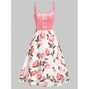 

Floral Print Crisscross Mini Dress, Pink