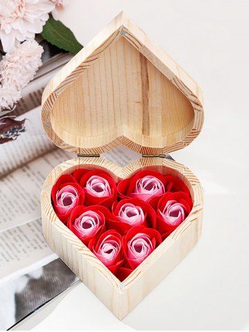 Mother's Day Soap Roses Flower Heart Wooden Gift Box [31% OFF] | Rosegal