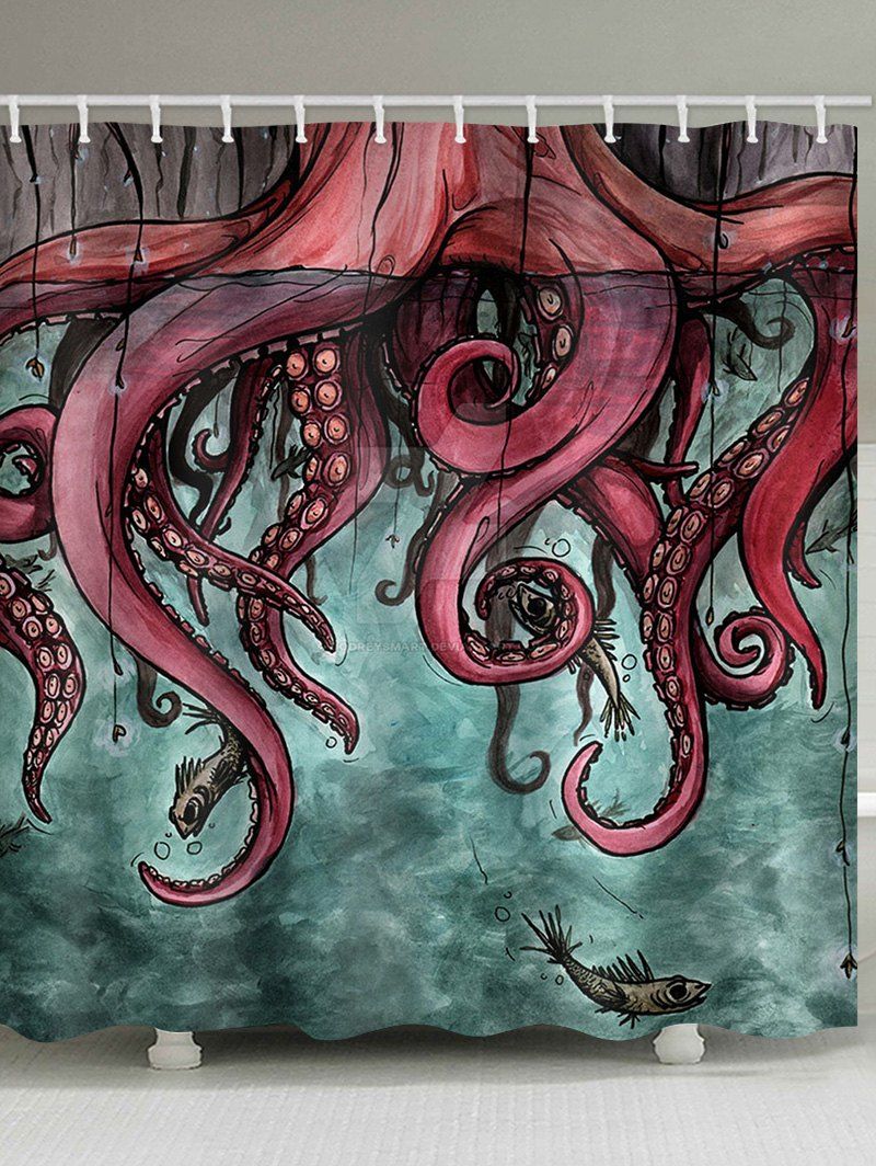 

Cartoon Octopus Print Waterproof Shower Curtain, Multi