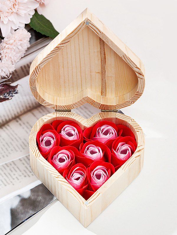 Mother's Day Soap Roses Flower Heart Wooden Gift Box [31% Off] 