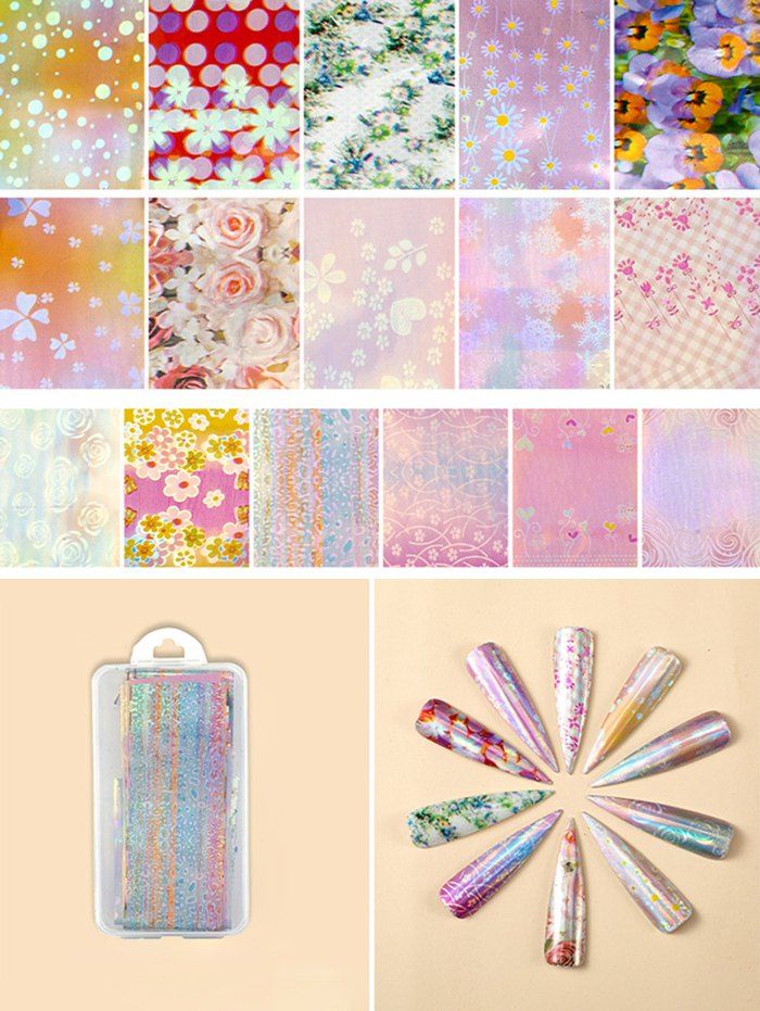 

Flowers Pattern Nail Beauty Transfer Papers Set, #001