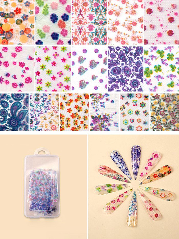

Flowers Pattern Nail Beauty Transfer Papers Set, #002