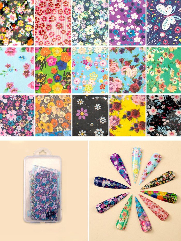 

Flowers Pattern Nail Beauty Transfer Papers Set, #003