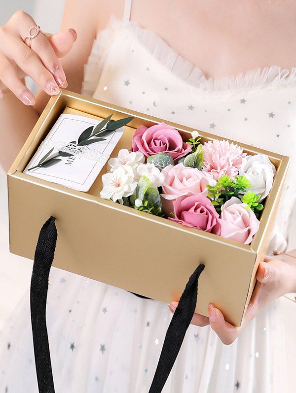 

Mother's Day Soap Rose Carnation Bouquet Gift Box, Multi-a