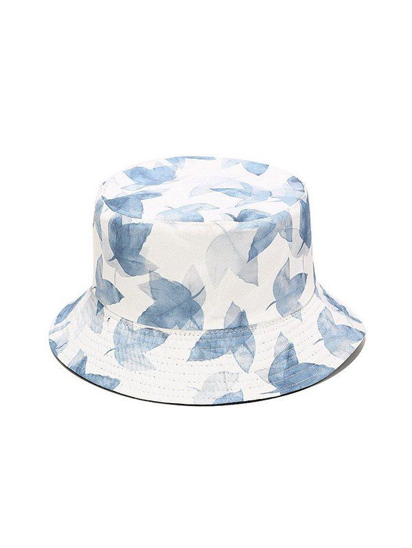 

Maple Leaf Print Reversible Bucket Hat, Blue gray