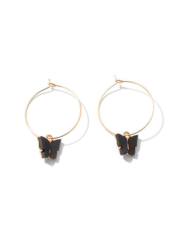 

Acrylic Butterfly Hoop Earrings, Black