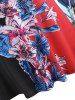 Plus Size Keyhole Colorblock Floral Print Cami Top -  