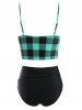 Plaid Bowknot High Rise Tankini Swimwear -  