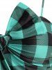 Plaid Bowknot High Rise Tankini Swimwear -  