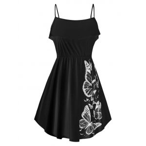 

Ruffled Butterfly Print Cami Top, Black