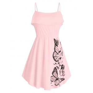 

Ruffled Butterfly Print Cami Top, Light pink