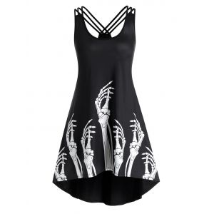 

Plus Size Skeleton Hands Halloween Straps Tunic Tank Top, Black