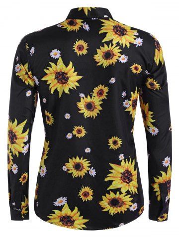 

Sunflower Print Long Sleeve Lounge Shirt, Multi