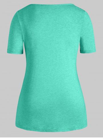 

Plus Size Lace Insert Crossover T Shirt, Medium turquoise