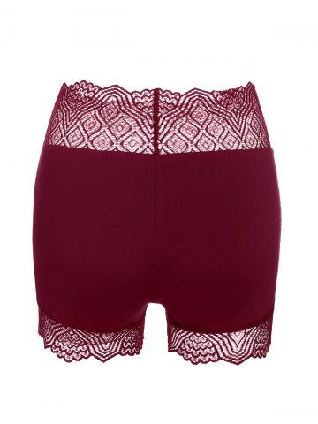

Lace Insert Stretch Short Leggings, Red wine