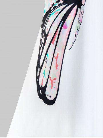 

Plus Size Butterfly Print Raglan Sleeve Tunic Tee, White