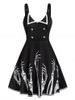 Hand Skeleton Print Mock Button Mini Cami Dress -  