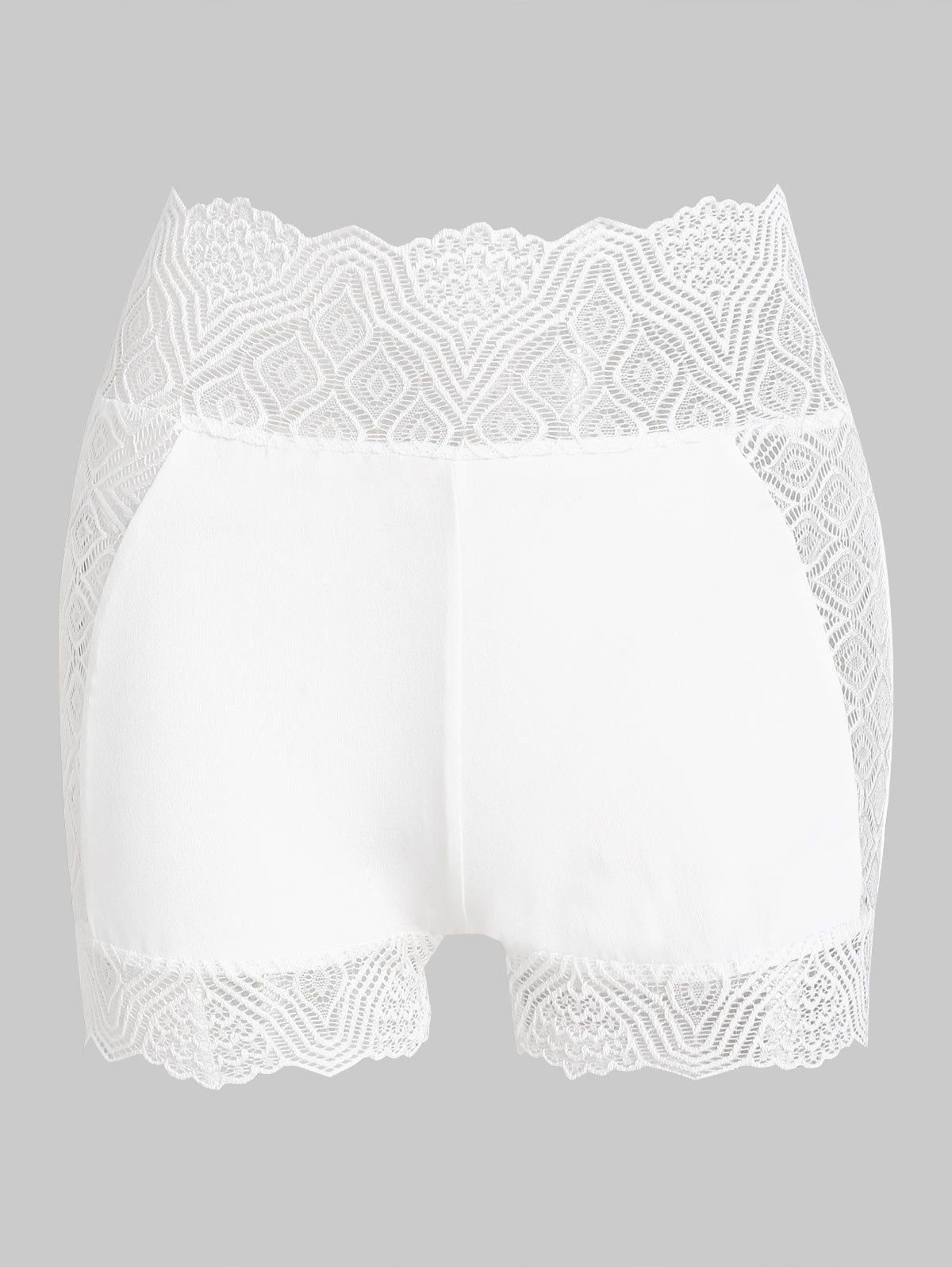 

Lace Insert Stretch Short Leggings, White