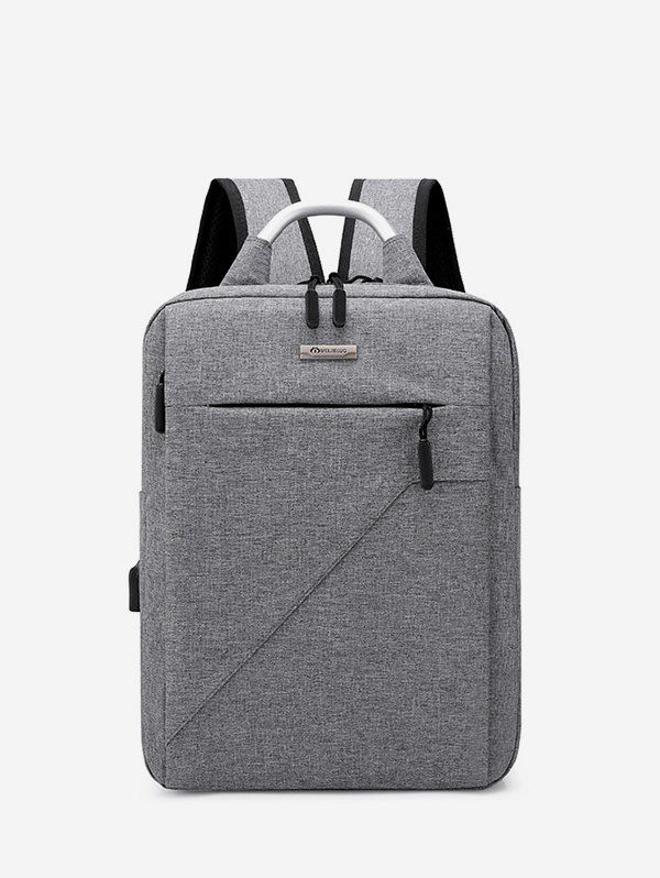 

Pure Color Multi Zip Pockets Large Capacity Backpack, Gray
