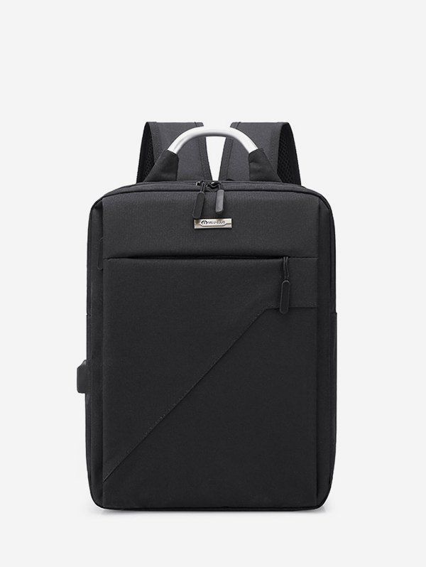 

Pure Color Multi Zip Pockets Large Capacity Backpack, Black