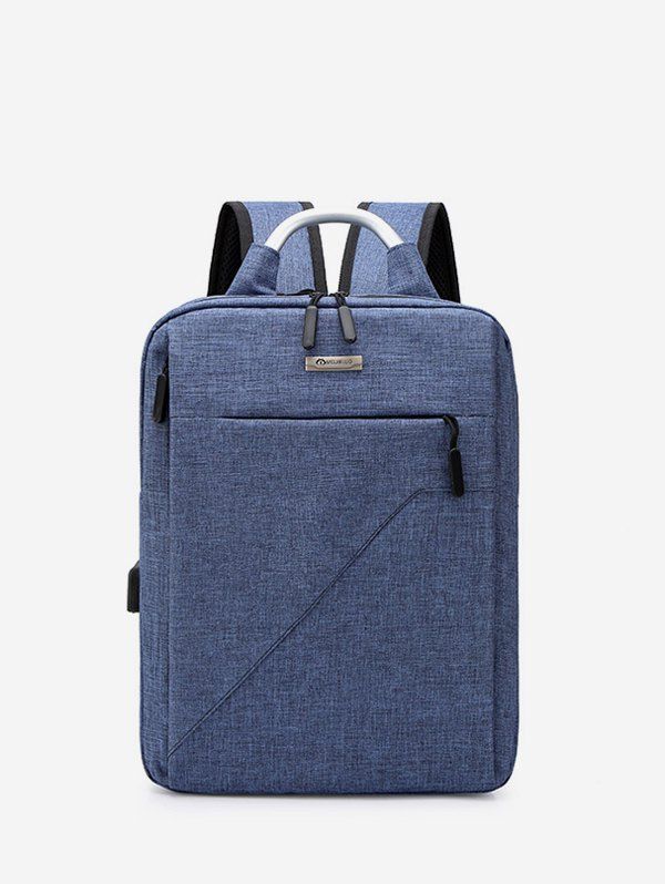 

Pure Color Multi Zip Pockets Large Capacity Backpack, Blue