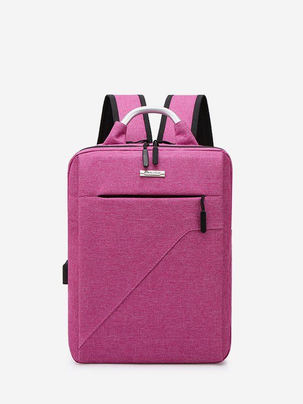 

Pure Color Multi Zip Pockets Large Capacity Backpack, Pink