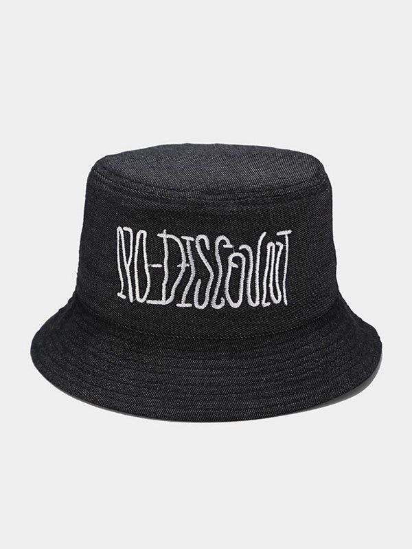 

Casual Letter Embroidery Bucket Hat, Black