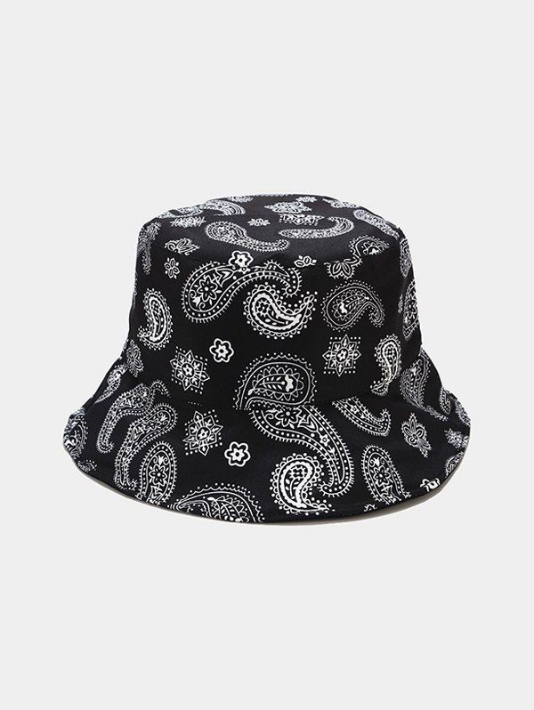 

Paisley Print Casual Bucket Hat, Black