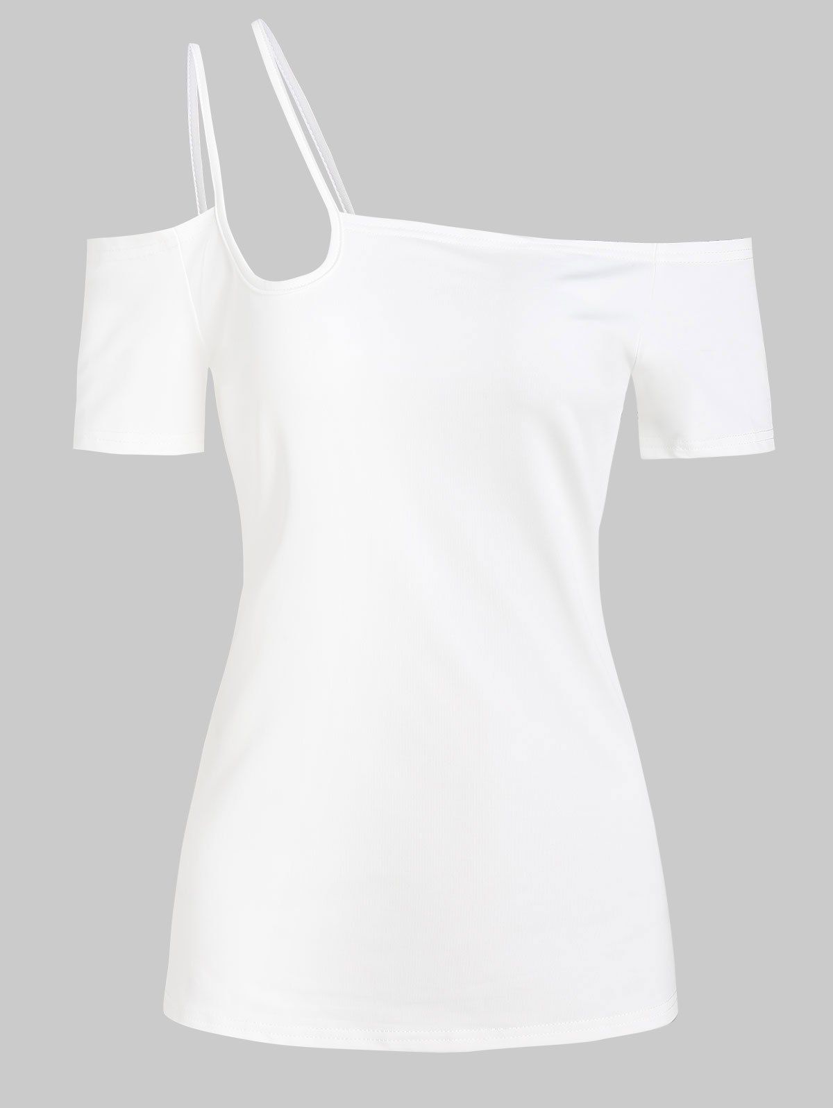 

Strappy Short Sleeve Plain T-shirt, White