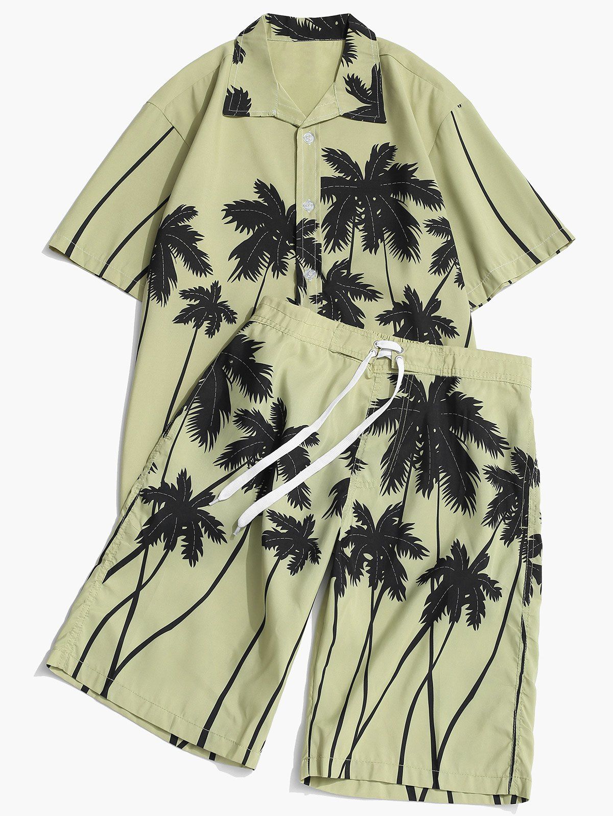 Cheap Coconut Palm Printed Hawaii Shirt and Beach Shorts  